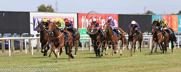 01st Kafu and C T Keane ( 2 , yellow, emerald green and yellow striped sleeves ) Trainer - G M Lyons , Owner - David Spratt  Sean Jones