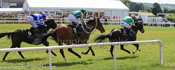01st Goodnite Irina and K J Leonard 5 ( 3 , emerald green, white hooped sleeves ) Trainer - P Martin , Owner - T F Brennan