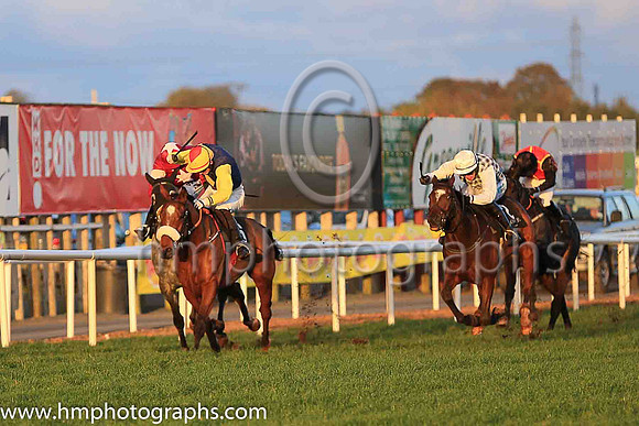 01st Runfordave and Mr L J McGuinness ( 6 , dark blue, yellow diamond ) Trainer - G Elliott , Owner - Mrs P Sloan