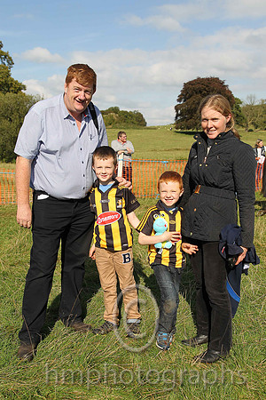 Shark O'Hanlon and sons Sean, Paddy and wife Rachael at Mid-Antrim Hunt Point to Point at Moneyglass