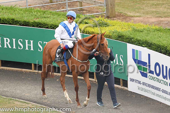 5th The Lady's Bid and C D Hayes ( 6 , white, blue chevron ) Trainer - P M Rogers , Owner - Grange Racing Syndicate