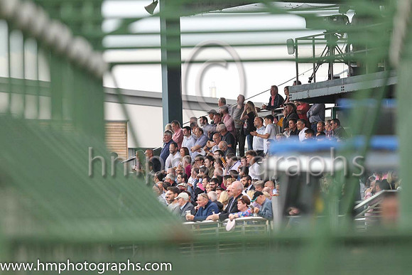 Spectators at Down Royal viewed through the Starting Stalls