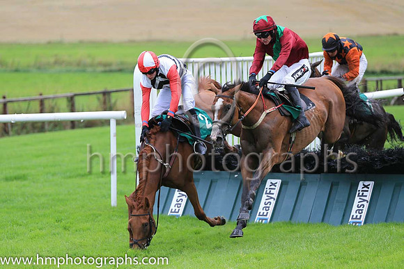 Fell Perfect In Pink and D R Fox ( 2 , white, dark blue chevrons ) Trainer - M M McNiff , Owner - Sligo Racing Club
