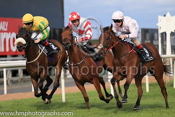 01st Rockview Spirit and R P Downey ( 9 , pink and white diamonds ) Trainer - J C McConnell , Owner - Rockview Racing Club
