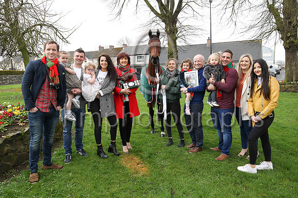 The family of the late Peggy Hagan owner of Balnaslow winner of the Randox Health Foxhunter Chase 2018 at the Aintree Grand National meeting - FT8E3393