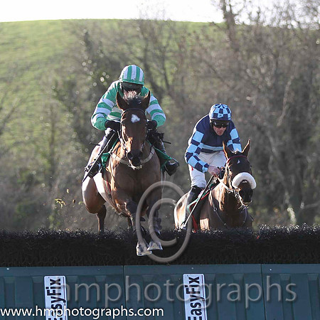 01 Rasco & R M Moran - winners (4, emerald green and white hoops) & 02 Royal Captain & D N Russell - 2nd (5, dark blue, light blue hoop) - FT8E1155-37