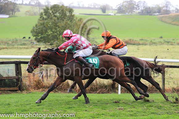01st Muroor and C D Maxwell ( 6 , brown and orange chevrons ) Trainer - T G McCourt , Owner - Miss Sarah Foran