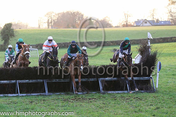 01st PEGASE AMOUR and J J Codd ( 8 , BLACK,green sash; black sleeves; green cap ) Trainer: Liam Lennon , Owner : Joy Wilson