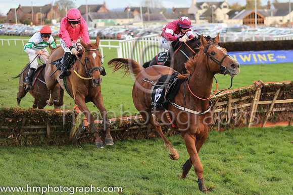01st Brace Yourself and S W Flanagan ( 4 , cerise ) Trainer - N Meade , Owner - Mrs Patricia Hunt