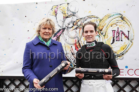 Mrs John Harrington and Rachael Blackmore receive their Down Royal Ladies in Racing Awards