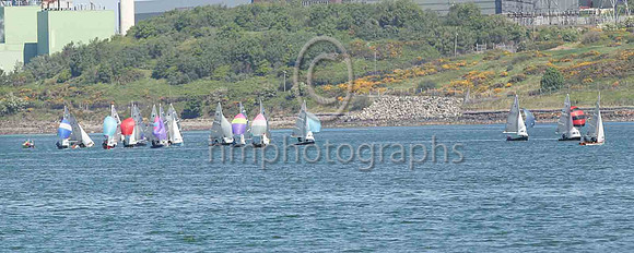 3rd, Gold, 14277, Curly Morris & Meg Tyrrell, EABC/NSC - 8, 3, 5, 4, 4, (13) - Total = 37, Nett = 24 - pink, white and grey spinnaker, second from right