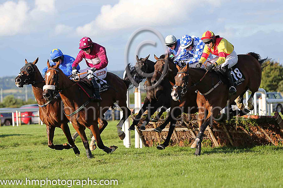 01st Silverpockets and M P Fogarty (8, white , royal blue stars), trainer Robert Murphy and 02nd Deputy Consort and Karen Ferris (18, yellow, red cross sashes), trainer E G Barry