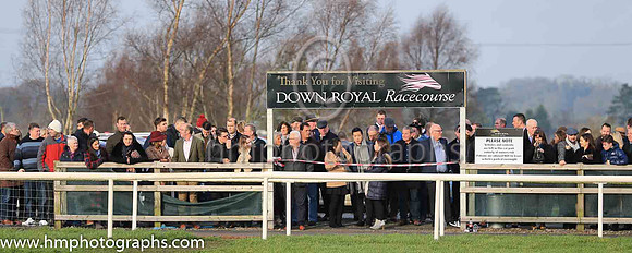 Spectators waiting to cross the course during the first race at Down Royal
