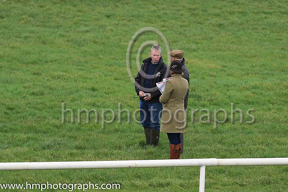 Head Groundsman Carson Lyons (left) in conversion with outgoing Clerk of The Course Brendan Sheridan and incoming Clerk of the Course Tracey O'Meara