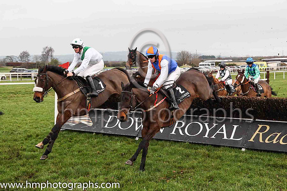 09th Drummullagh Rocky and S G McDermott ( 2 , royal blue, orange chevron ) Trainer - S McParlan , Owner - Martin Ward