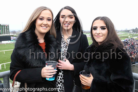 Megan Dunkeavey , Edel Cunningham and Abbie Whiteside from Crumlin at Down Royal on Boxing Day 2018