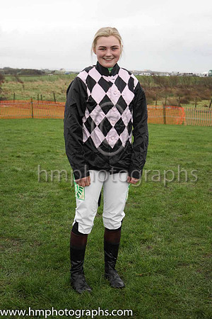 Toni Quail (centre) from Downpatrick at Tyrella prior to her first point to point ride.