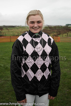 Toni Quail (centre) from Downpatrick at Tyrella prior to her first point to point ride.