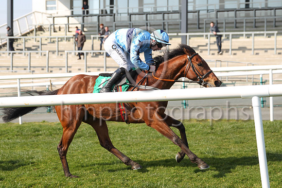 02nd Wajaaha and K J Brouder ( 11 , light blue, dark blue hoop ) Trainer - C Byrnes , Owner - P Acheson