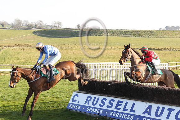 01st On The Sod and Mr R James 7 ( 9 , red and green chevrons ) Trainer - D M Christie , Owner - D M Christie