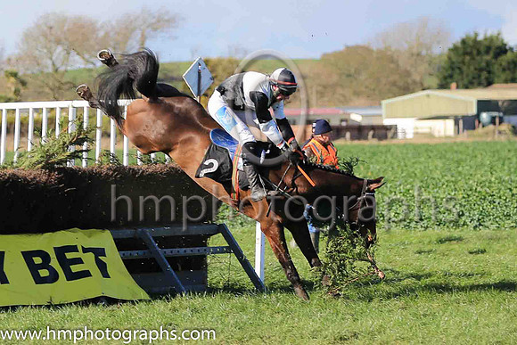 ISLANDRAY and A J Fox ( 2 ,Antrim (H) - BLACK  WHITE QTD; black  white hlvd sleeves; white cap ) Trainer: Colin S. McKeever , Owner : W.W. Dennison