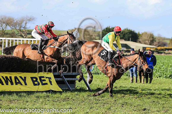 01st HORENDUS HULABALOO and Ms Karen Ferris ( 1 , EMERALD GREEN,red chevrons; red sleeves; red  emerald green hooped cap ) Trainer: D.M. Christie,, Owner : D.M. Christie