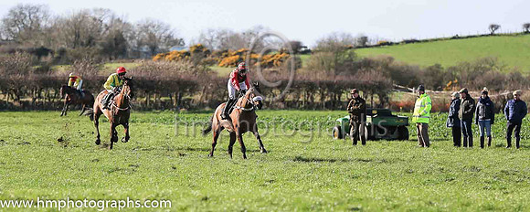 01st HORENDUS HULABALOO and Ms Karen Ferris ( 1 , EMERALD GREEN,red chevrons; red sleeves; red  emerald green hooped cap ) Trainer: D.M. Christie,, Owner : D.M. Christie