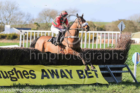 01st HORENDUS HULABALOO and Ms Karen Ferris ( 1 , EMERALD GREEN,red chevrons; red sleeves; red  emerald green hooped cap ) Trainer: D.M. Christie,, Owner : D.M. Christie