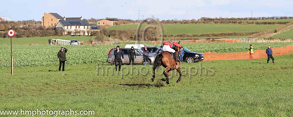 01st HORENDUS HULABALOO and Ms Karen Ferris ( 1 , EMERALD GREEN,red chevrons; red sleeves; red  emerald green hooped cap ) Trainer: D.M. Christie,, Owner : D.M. Christie