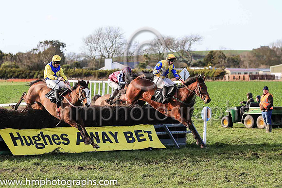 01st DONTGETFOOLEDAGAIN (FR) and S Fitzgerald ( 7 , YELLOW,royal blue star; royal blue sleeves,yellow stars; yellow cap,royal blue star ) Trainer: Shane Hassett , Owner : Jane Davis