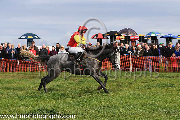 CHARIOT WARRIOR and G S Quinn ( 16 , RED,yellow panel; yellow sleeves; red cap,yellow star ) Trainer: Robert Brown Kerr,, Owner : James Brown Kerr