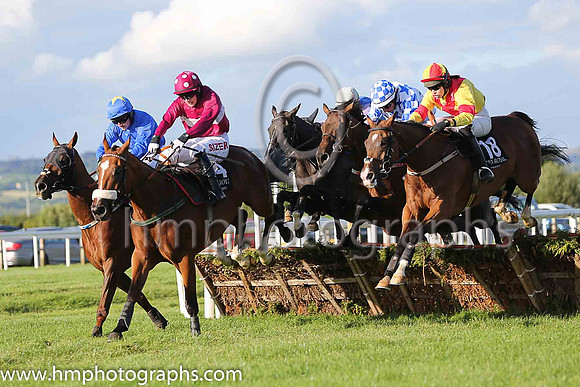 01st Silverpockets and M P Fogarty (8, white , royal blue stars), trainer Robert Murphy and 02nd Deputy Consort and Karen Ferris (18, yellow, red cross sashes), trainer E G Barry
