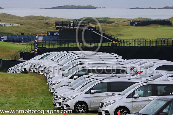 Mercedes Courtesy Cars lined up at Royal Portrush awaiting the start of the Open Championship - AA1V7092-2