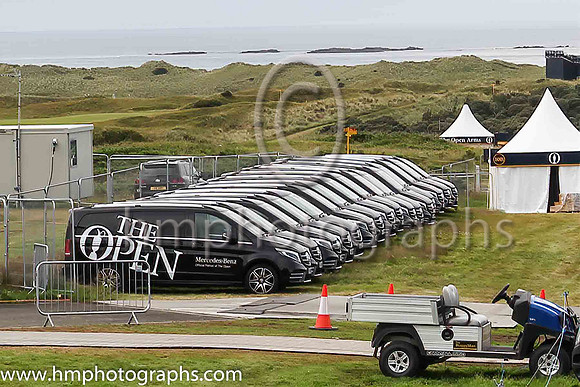 Mercedes Courtesy Cars lined up at Royal Portrush awaiting the start of the Open Championship - AFT8E4140-2-Edit