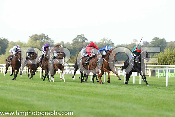 01 Bow Creek and J Fanning - - 01st (6 ,dark green, red cap ) Trainer - M Johnson