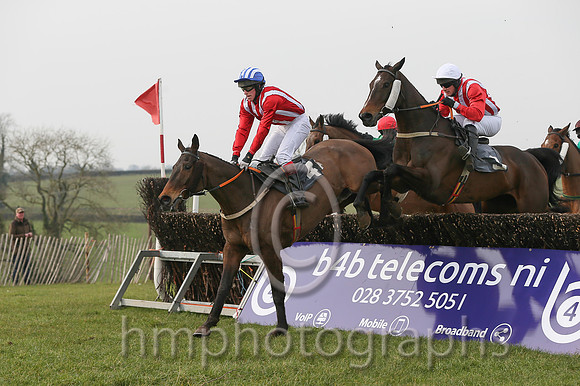 03rd KERRIB CASTLE and D J McConville ( 4 , RED  WHITE STRIPES; red, plain sleeves; blue and white cap ) Trainer: Stephen McConville,, Owner : Michael McConville