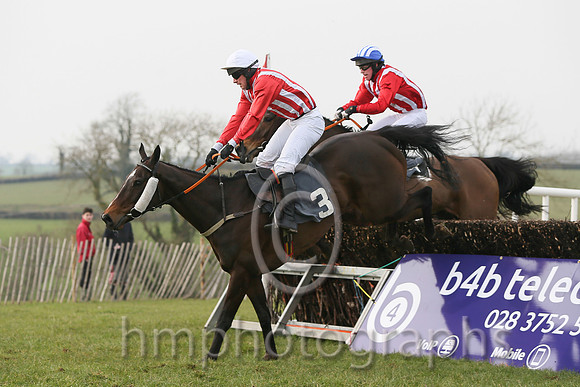 01st ANSEANACHAI CLISTE and M McConville ( 3 , RED  WHITE STRIPES; red, plain sleeves; white cap ) Trainer: Stephen McConville,, Owner : Michael McConville
