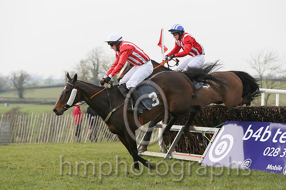 01st ANSEANACHAI CLISTE and M McConville ( 3 , RED  WHITE STRIPES; red, plain sleeves; white cap ) Trainer: Stephen McConville,, Owner : Michael McConville