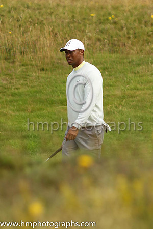 Tiger Woods on the 18th fairway on the second day of practice at the 2019 Open at Royal Portrush