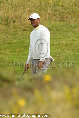 Tiger Woods on the 18th fairway on the second day of practice at the 2019 Open at Royal Portrush