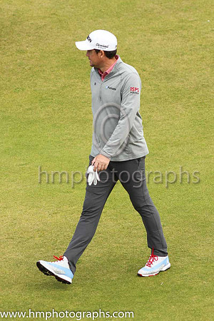 Keegan Bradley on the 18th fairway during practice at the 2019 Open at Royal Portrush