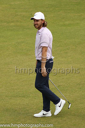 Tommy Fleetwood approaches the 18th green on the second day of practice at the 2019 Open at Royal Portrush
