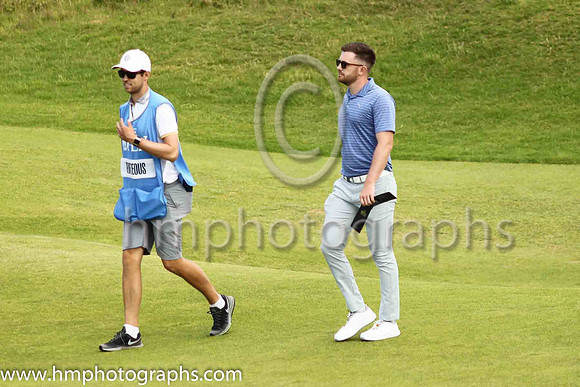 Garrick Porteous on the 18th fairway during practice at the 2019 Open at Royal Portrush