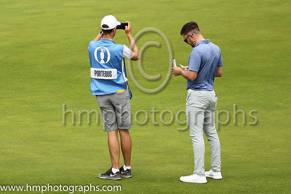 Garrick Porteous on the 18th fairway during practice at the 2019 Open at Royal Portrush