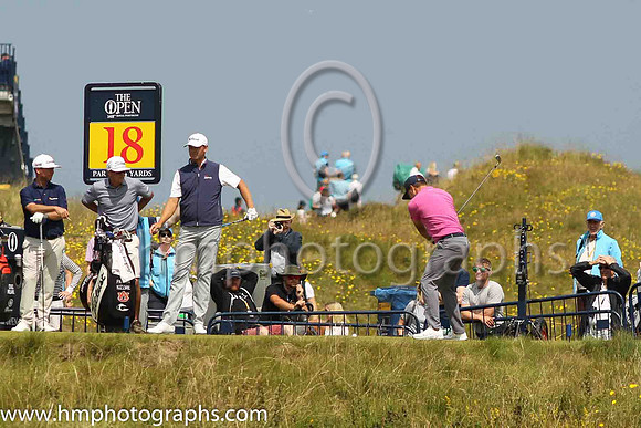 The tee shot at the 18th on the second day of practice at the 2019 Open at Royal Portrush