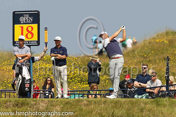 The tee shot at the 18th on the second day of practice at the 2019 Open at Royal Portrush