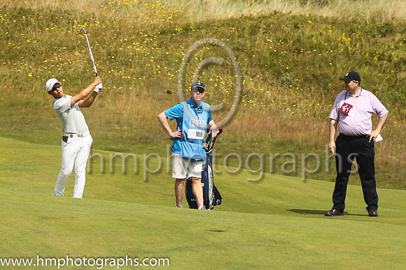 Doyeop Mun playing to the 17th green on the second day of practice at the 2019 Open at Royal Portrush