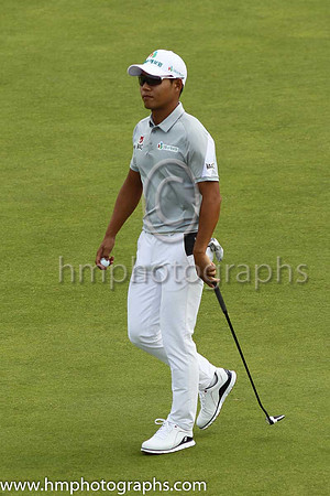 On the 17th green on the second day of practice at the 2019 Open at Royal Portrush