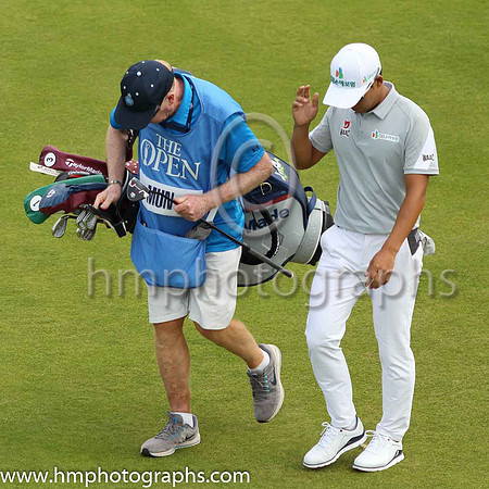 Mun leaving the 17th green on the second day of practice at the 2019 Open at Royal Portrush