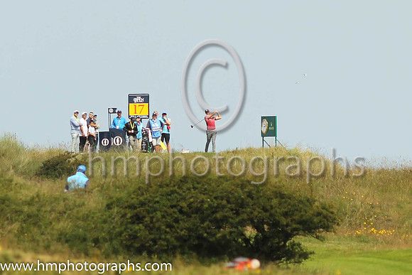 Bryson Dechambeau drives at the 17th on the second day of practice at the 2019 Open at Royal Portrush